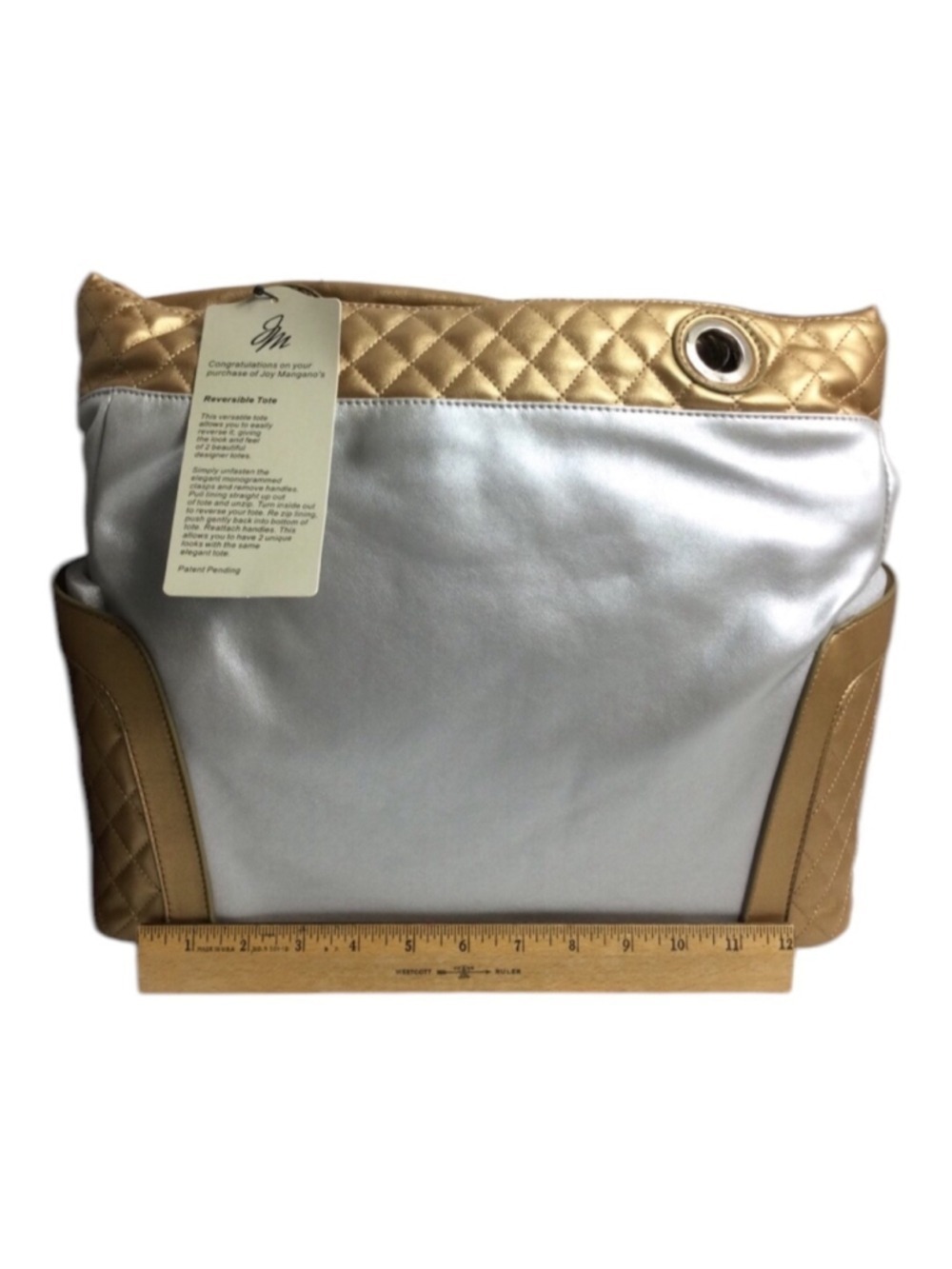 Joy Mangano Reversible Tote Bag One Size Silver and Gold